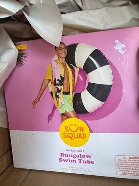 Two (2)White & Black Inflatable Bungalow Swim Tube